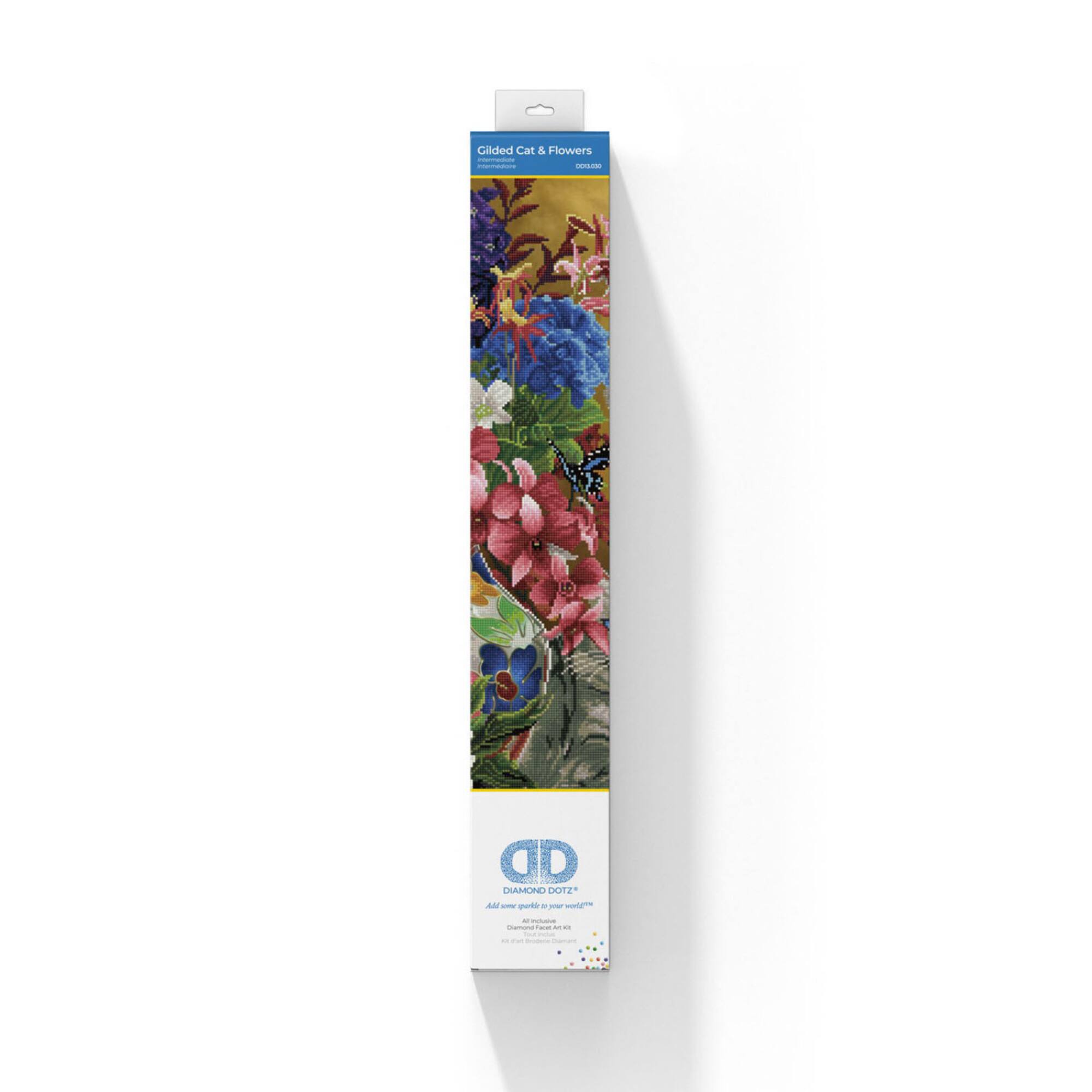 Diamond Dotz® Advanced Gilded Cat & Flowers Diamond Painting Kit